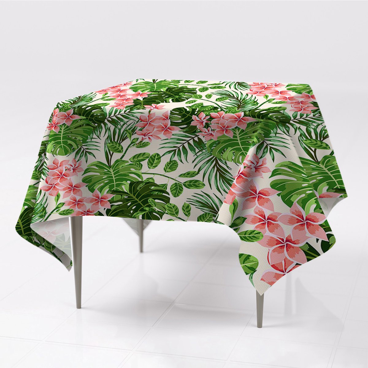 Grafika gładkie obrusy Kwiaty hawaje do pokoju eco, Fabricsy, 150x150 cm