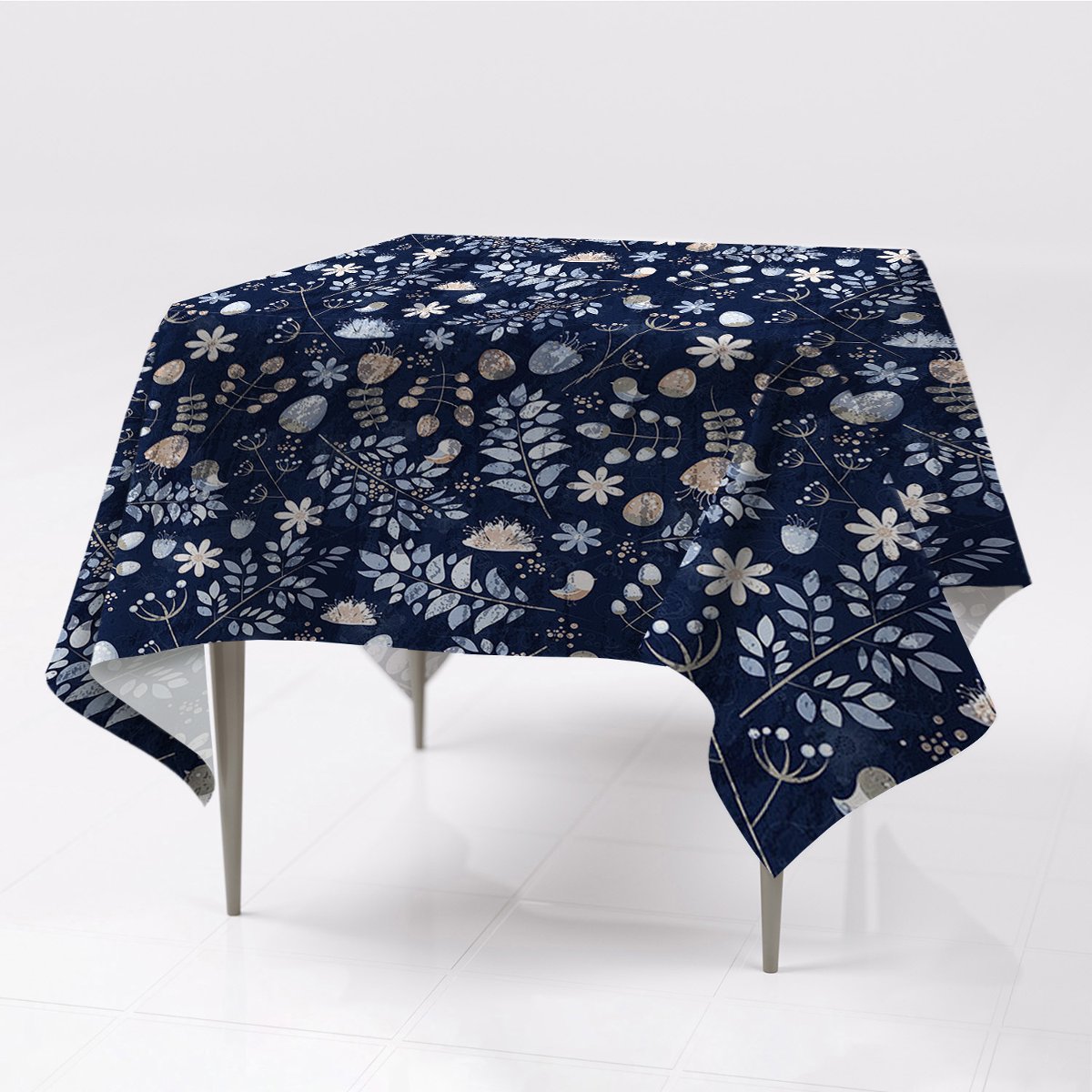 Tkanina gładkie obrusy Skandynawskie liście wzór, Fabricsy, 150x150 cm