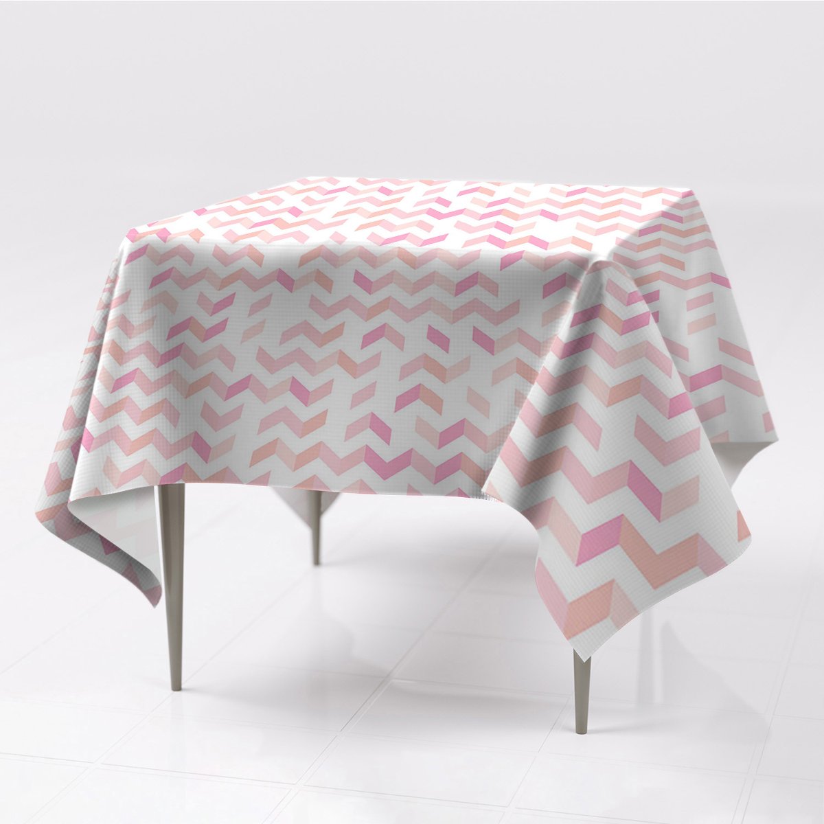 Kolorowy obrus gładki nadruk Geometryczna jodełka, Fabricsy, 150x150 cm