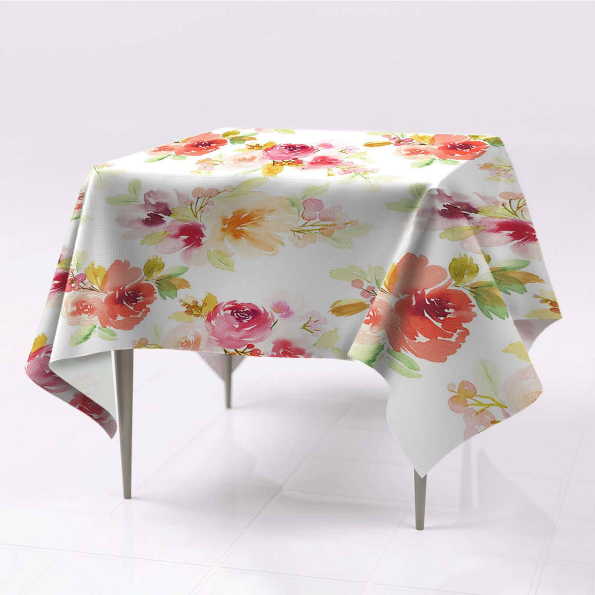 Nadruk obrus na stół gładki Wzór vintage dekoracja, Fabricsy, 150x150 cm