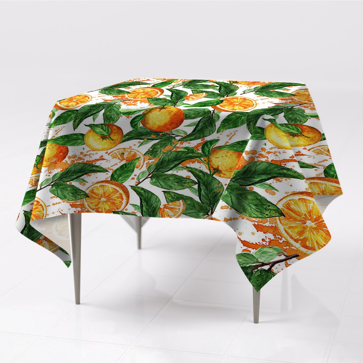 Obrusy na stół gładkie ozdobny Pomarańcze 150x150, Fabricsy, 150x150 cm