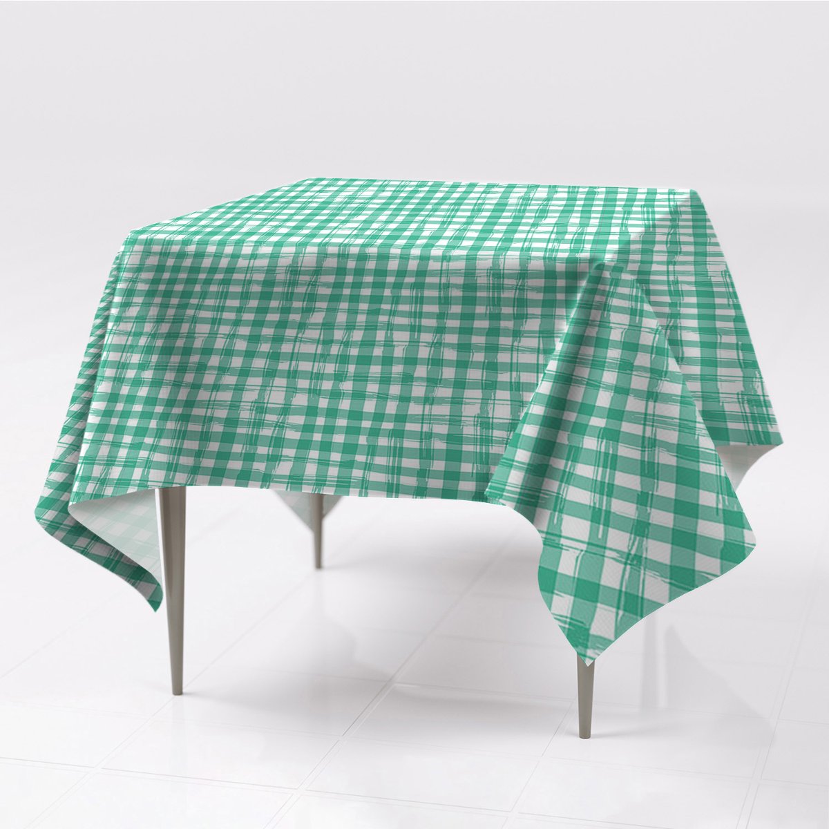 Do salonu gładkie obrusy kolory Zielona krata eco, Fabricsy, 150x150 cm