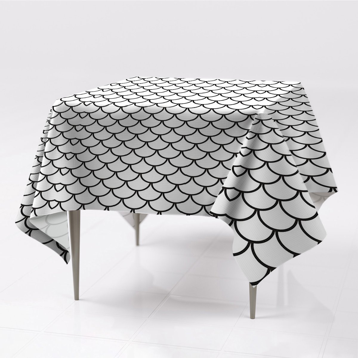Kolorowe obrusy na stół 150x150 Wzór rybiej łuski, Fabricsy