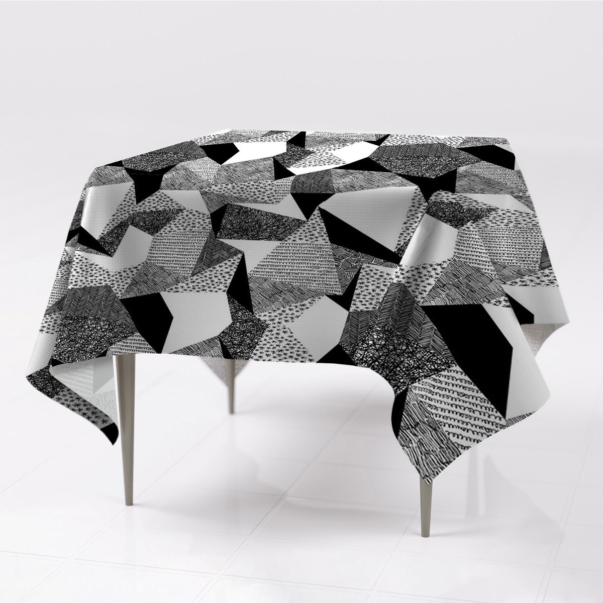 Gładkie obrusy delikatny Bazgroły kształty 150x150, Fabricsy