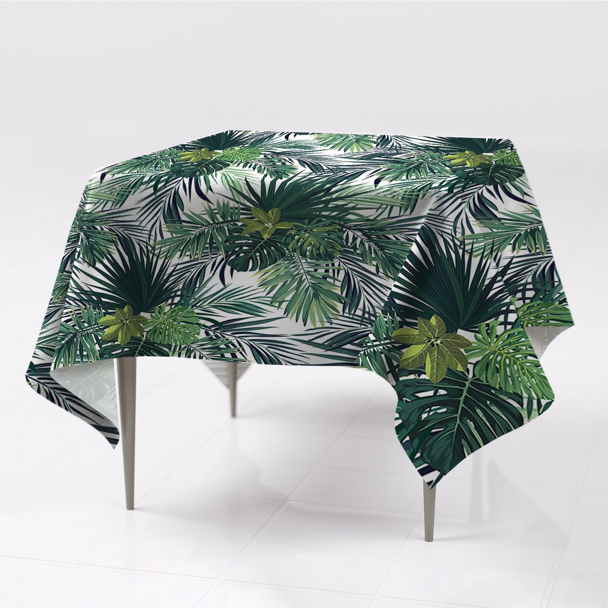 Obrus na stół gładki do pokoju Tropikalne liście, Fabricsy, 150x150 cm