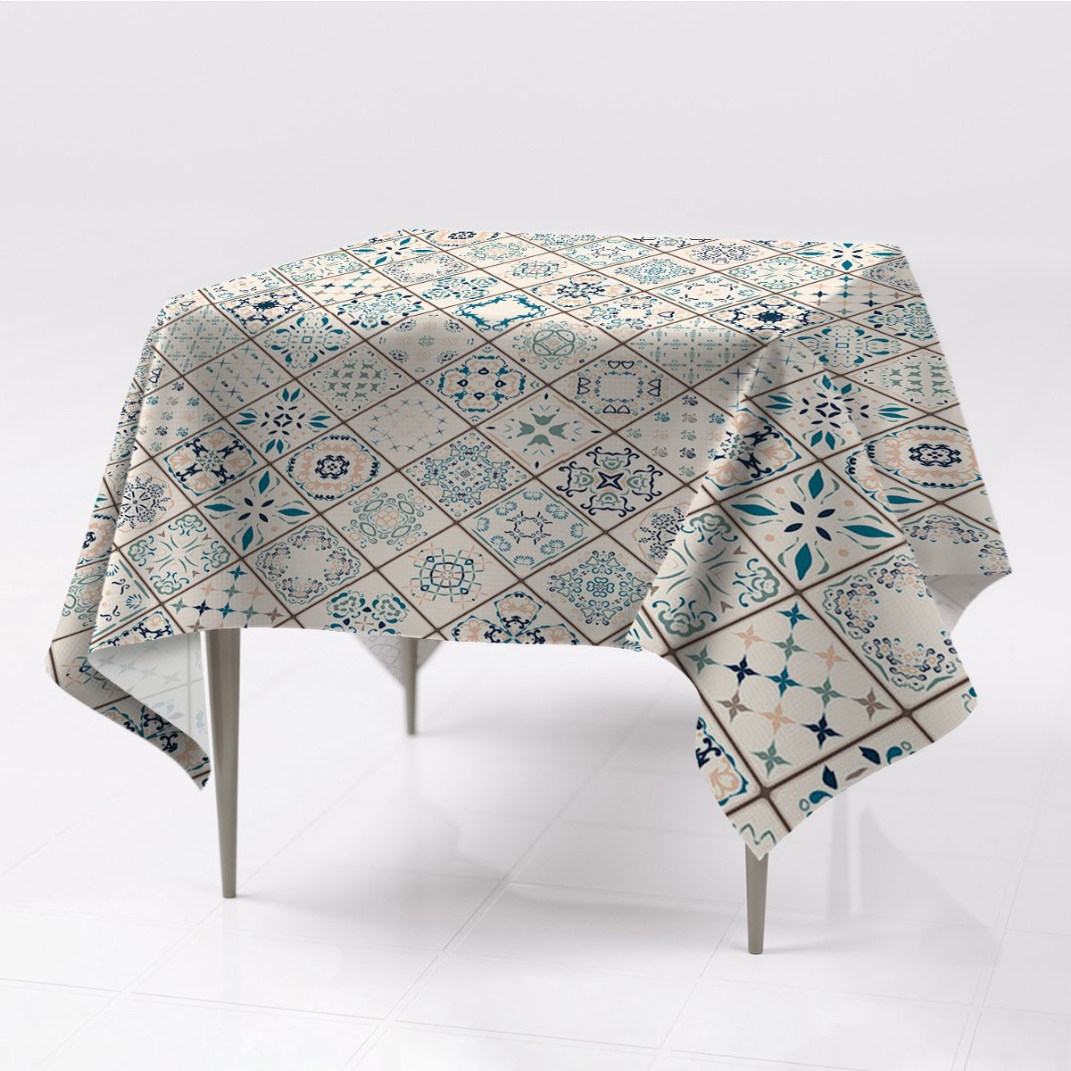 Obrus na stół gładki nadruk Skład płytek 150x150, Fabricsy, 150x150 cm