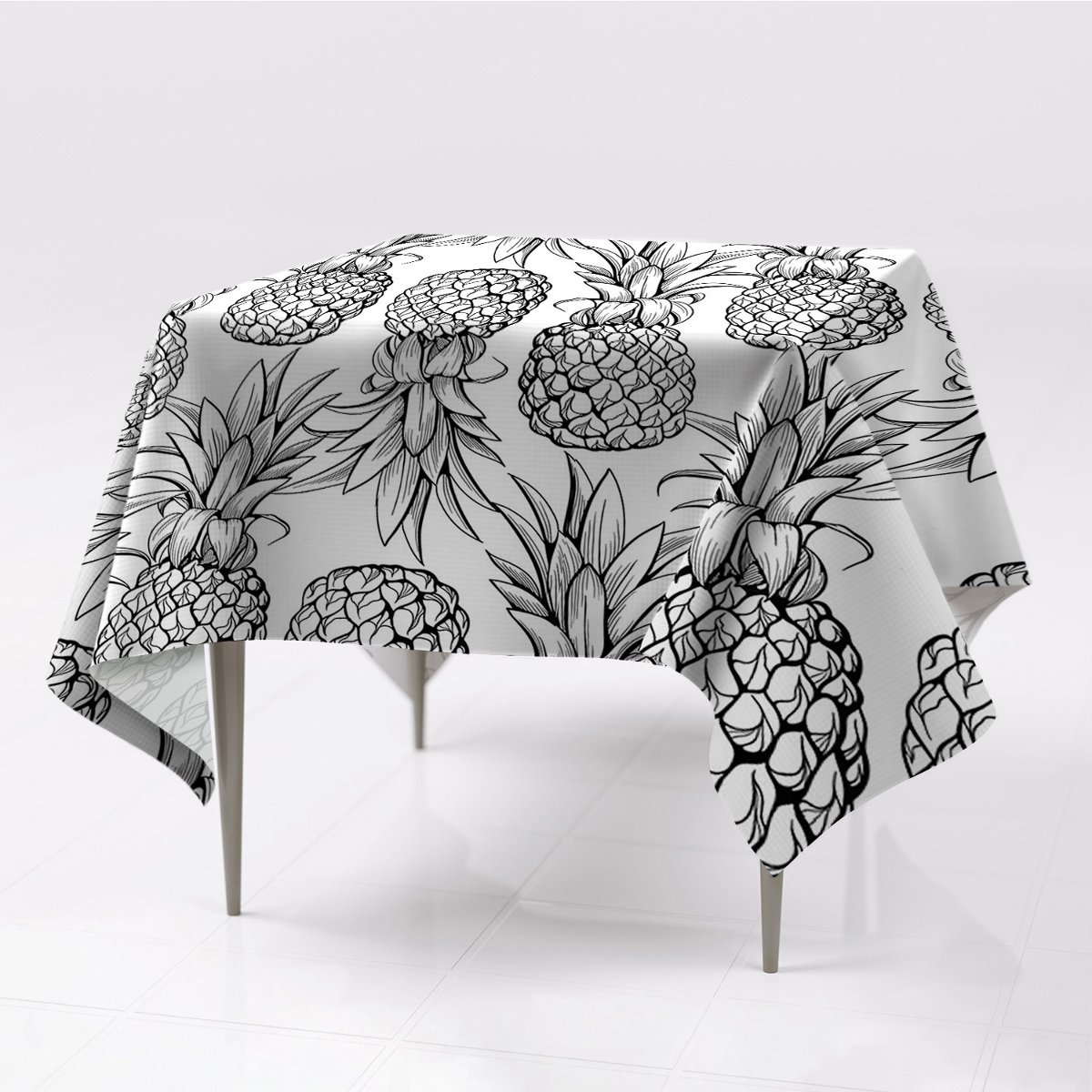 Do pokoju obrus na stół kolory Ananasy ekologiczny, Fabricsy, 150x150 cm
