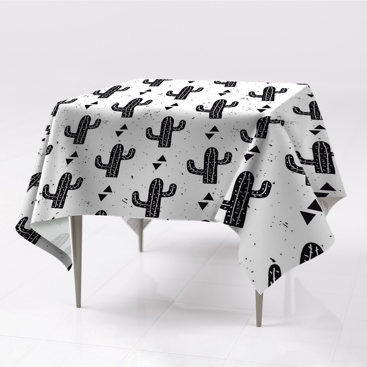 Obrus na stół kolory nowoczesny Czarne kaktusy, Fabricsy, 150x150 cm