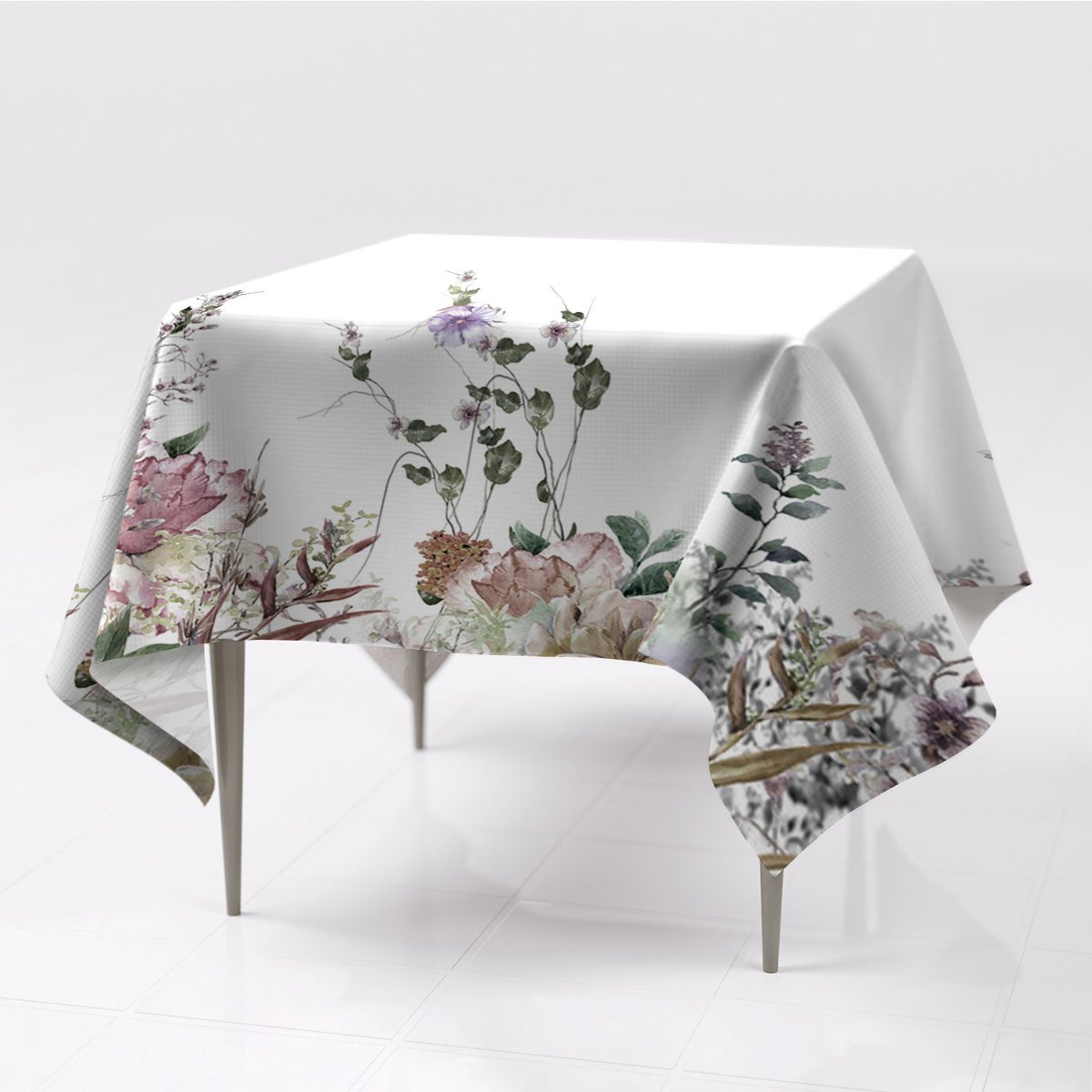 Kolorowe gładkie obrusy do wnętrz Pastelowy ogród, Fabricsy, 150x150 cm