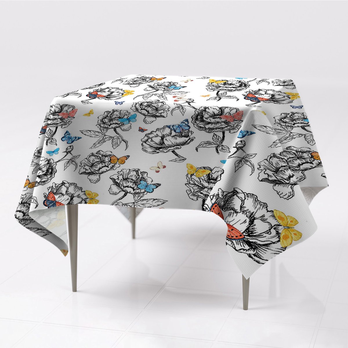 Grafika różne obrusy na stół Motyle ozdobny wzór, Fabricsy, 150x150 cm