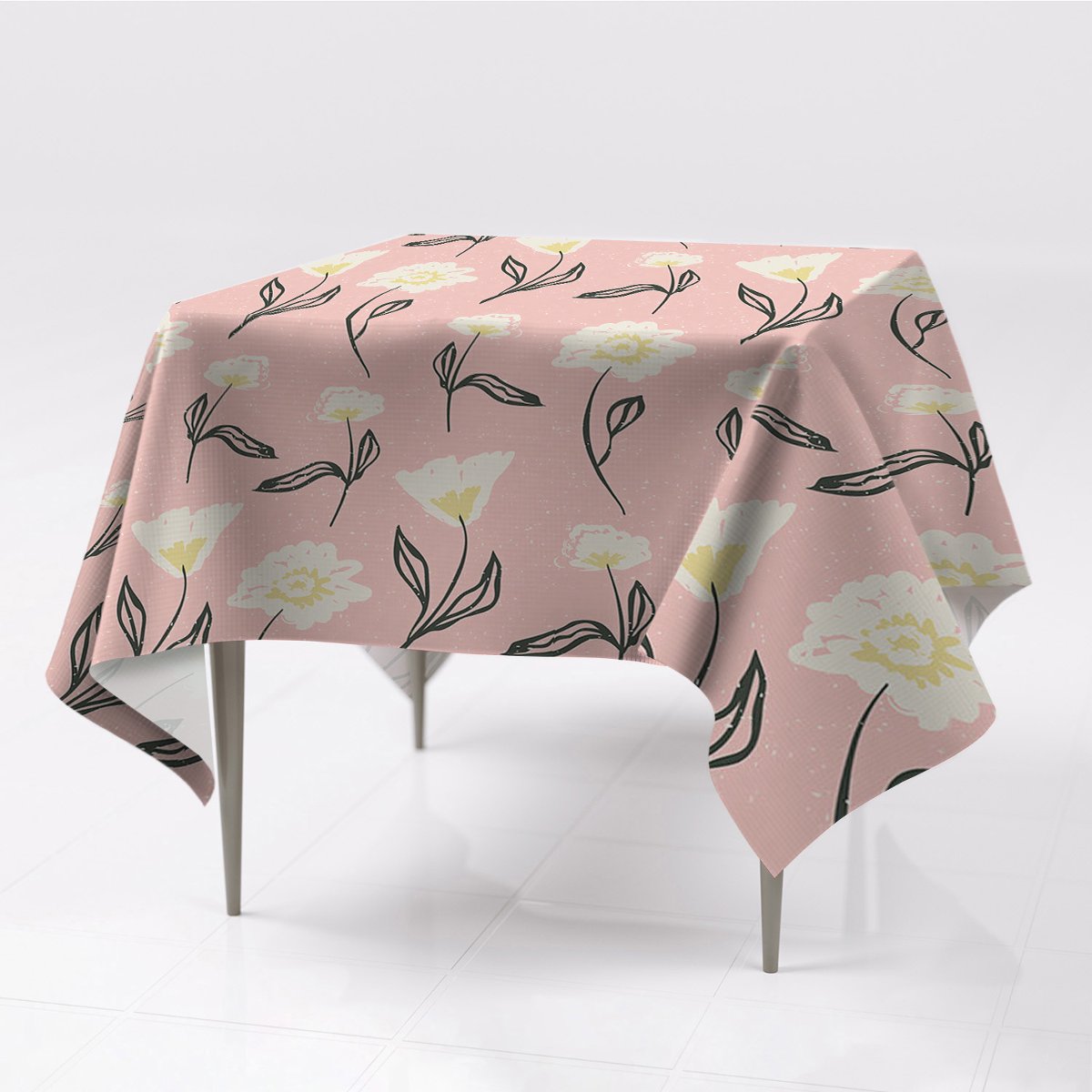 Do salonu kolorowe gładkie obrusy Delikatne kwiaty, Fabricsy, 150x150 cm