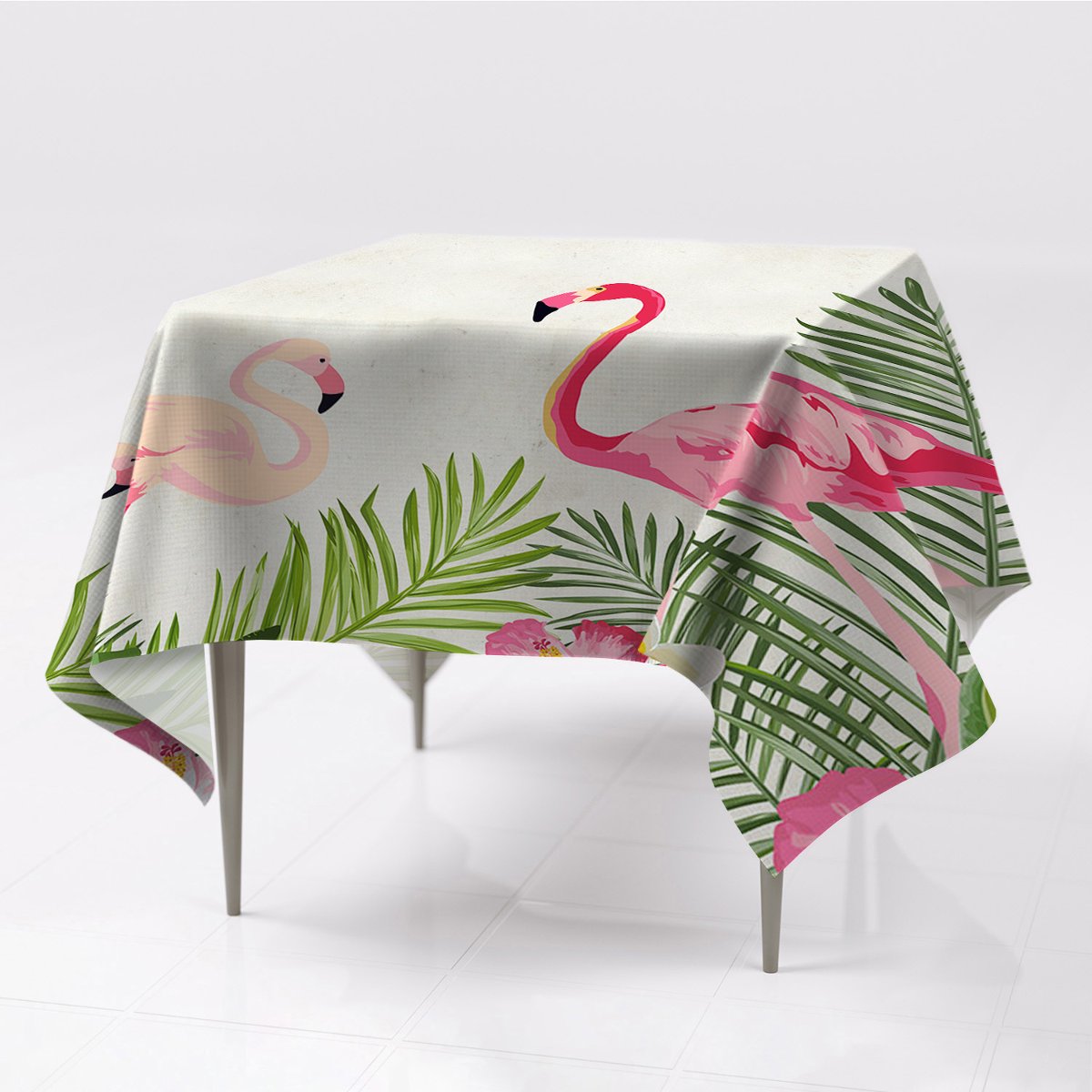Prostokątny obrus na stół kolory Dwa flamingi eko, Fabricsy, 150x150 cm