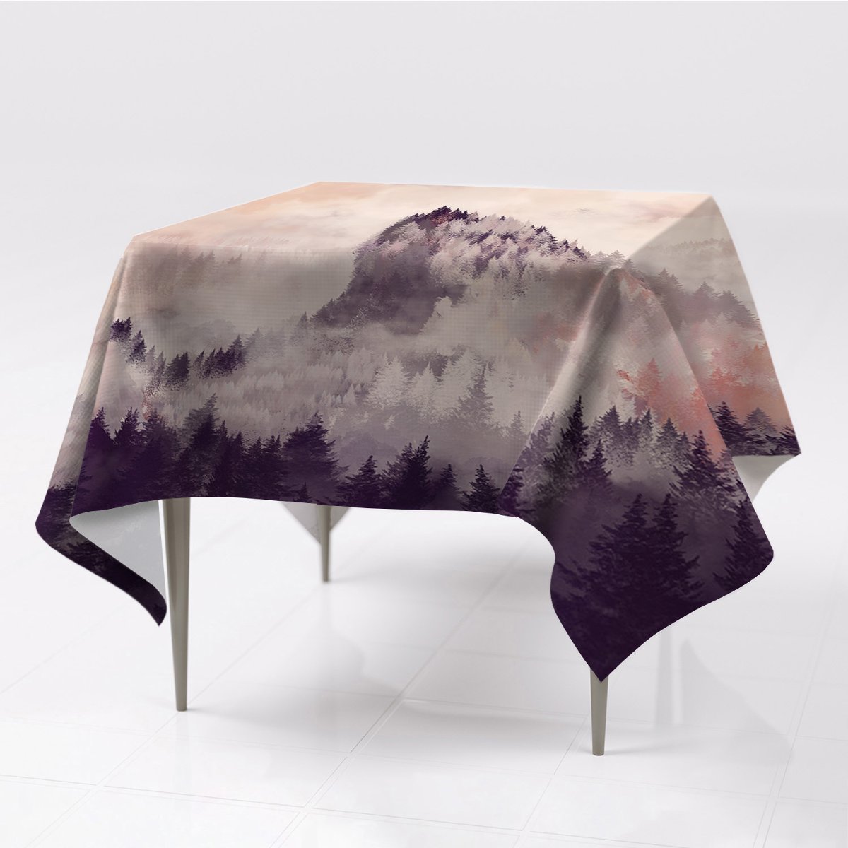 Do salonu gładkie obrusy Góra w lesie ekologiczny, Fabricsy, 150x150 cm