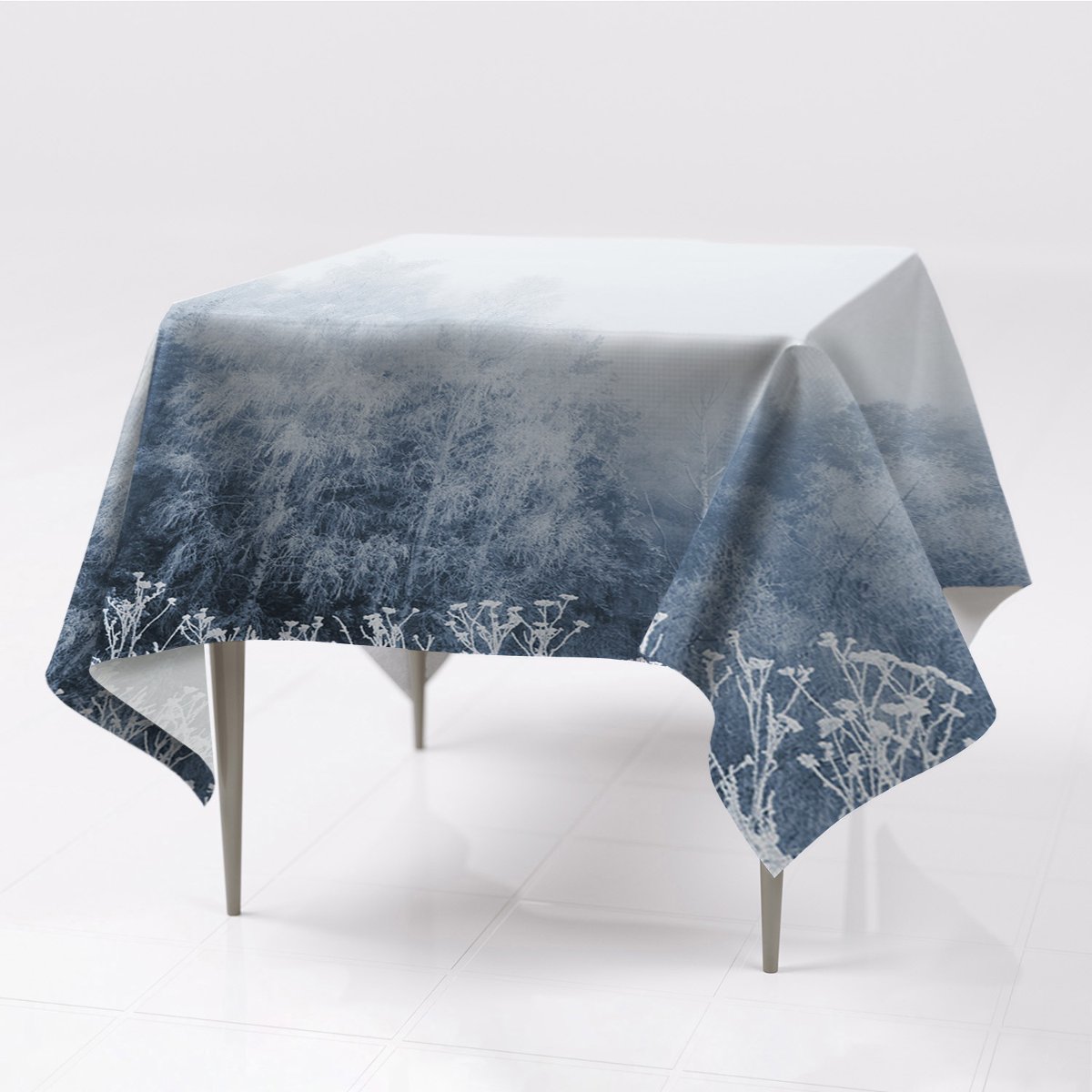 Gładkie obrusy kolory do wnętrz Zimowe drzewa eco, Fabricsy, 150x150 cm
