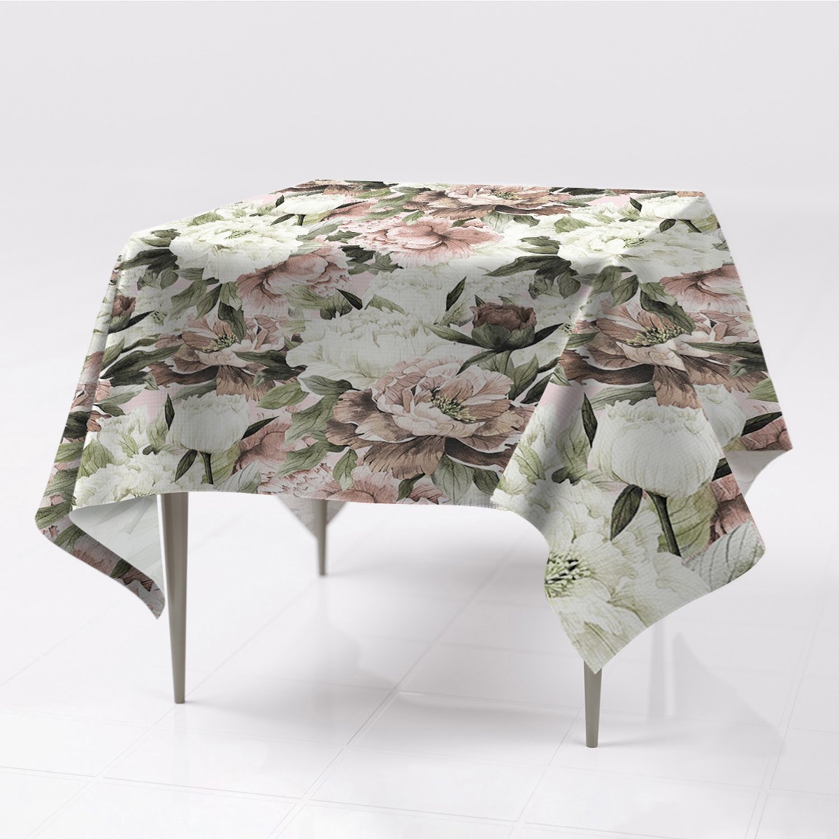 Nadruk gładkie obrusy na stół Vintage bukiet róż, Fabricsy, 150x150 cm