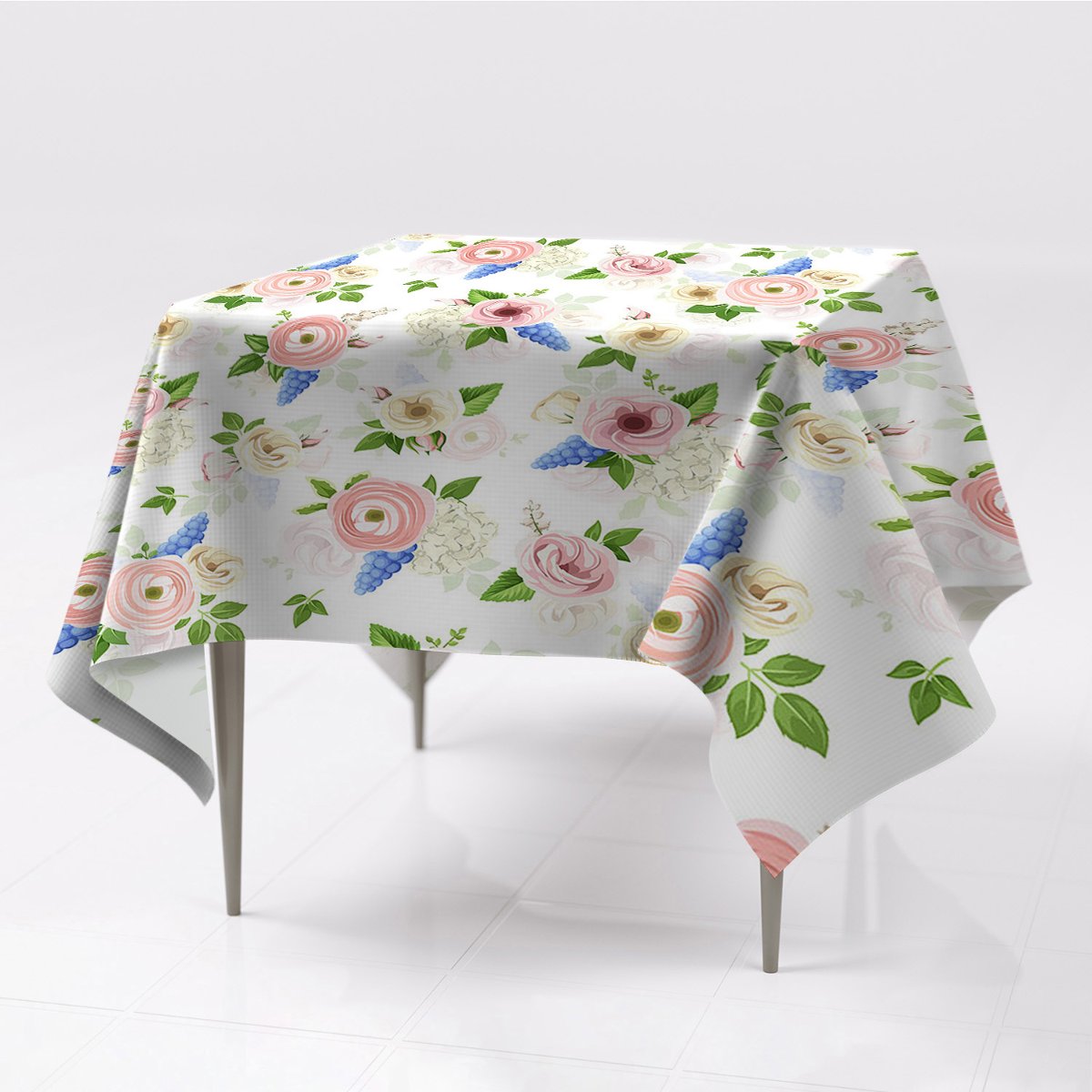 Grafika kolorowy obrus na stół Rysowane kwiaty eco, Fabricsy