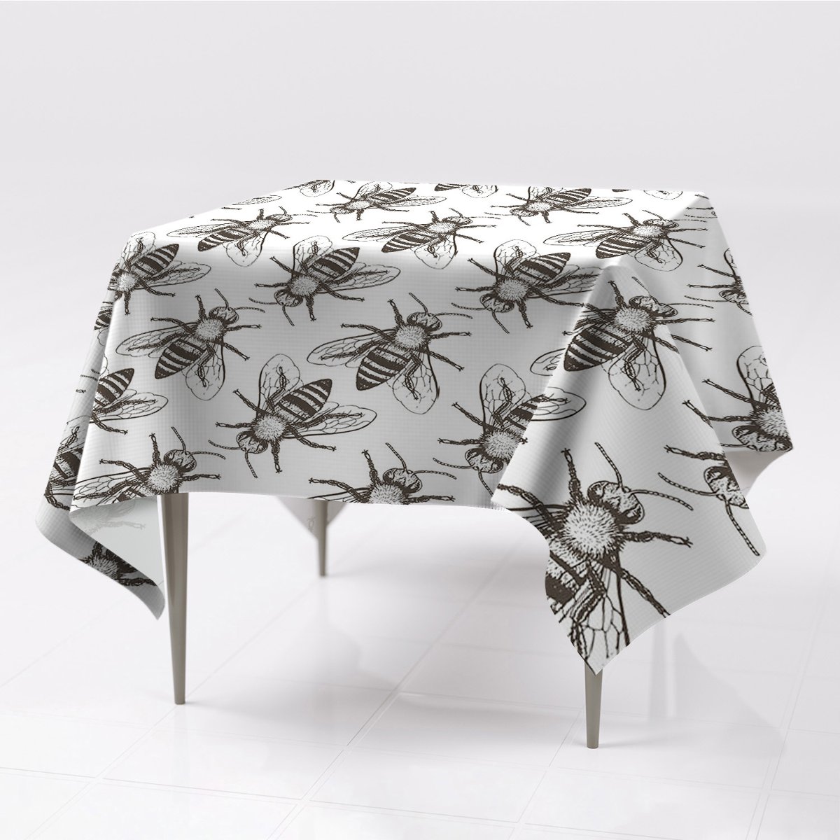 Do salonu gładkie obrusy na stół Pszczoły wzór eco, Fabricsy, 150x150 cm
