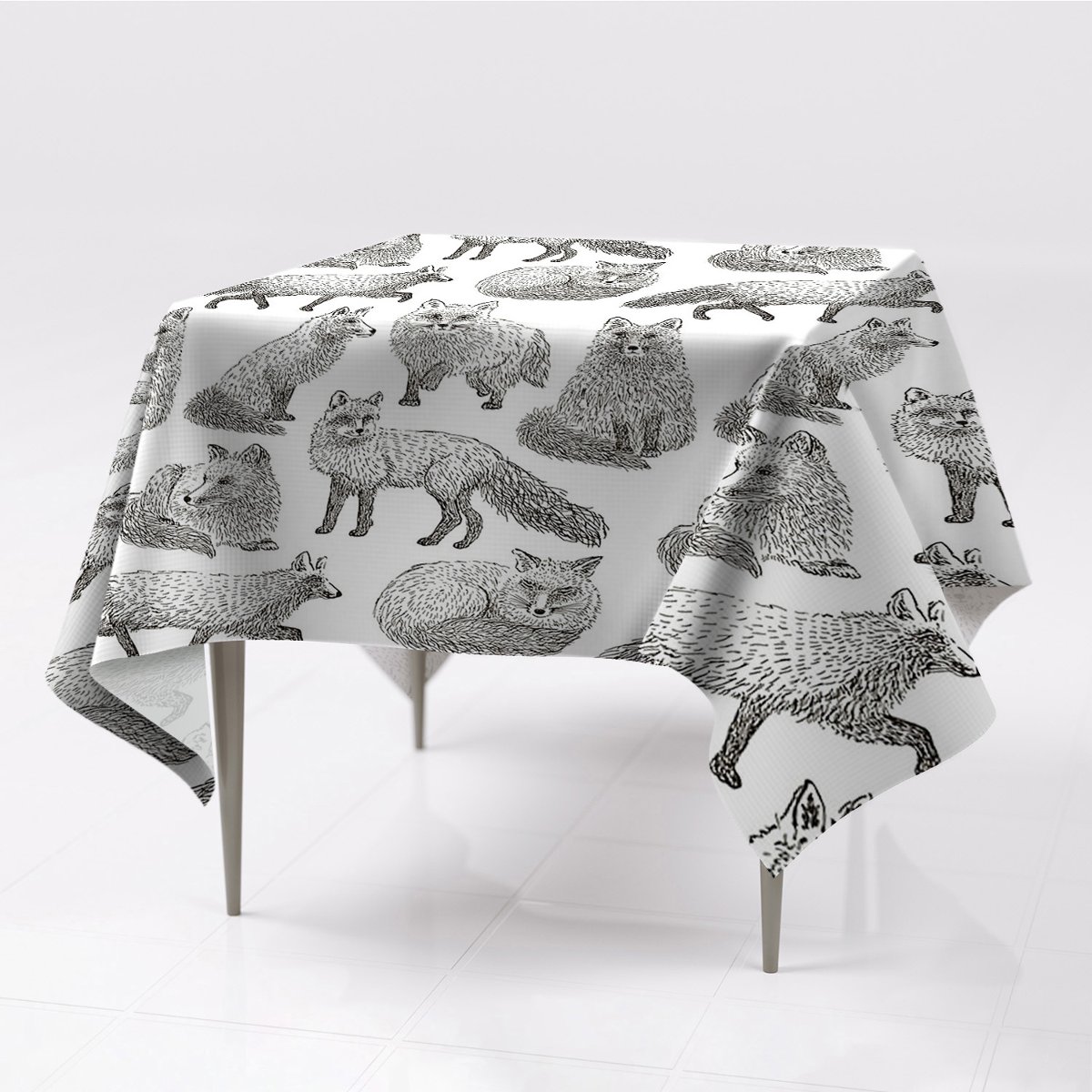 Do wnętrz obrus na stół Rysowane lisy 150x150 eko, Fabricsy