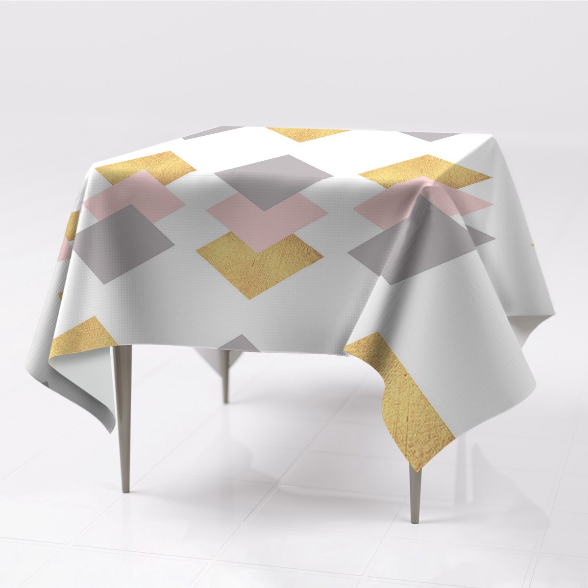 Kolorowe różne wzory obrus do domu Kolorowe romby, Fabricsy, 150x150 cm