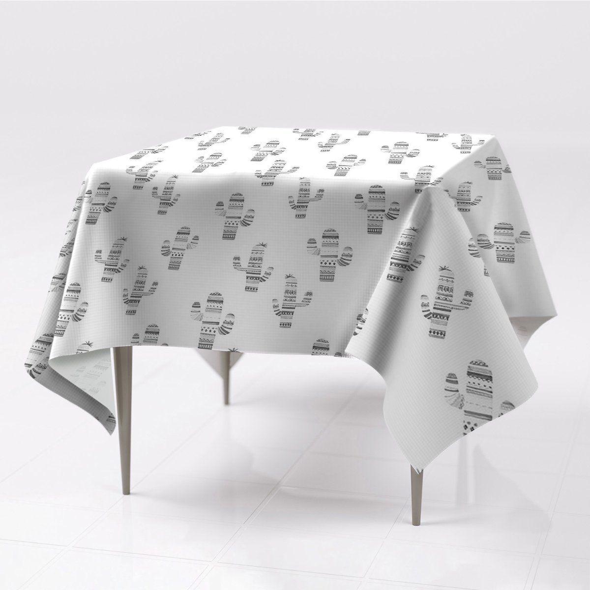 Różne obrusy kolory 150x150 Kaktusy czarno-białe, Fabricsy