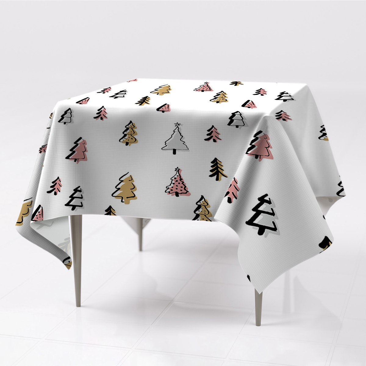 Różne obrusy kolory nowoczesny Pastelowe choinki, Fabricsy, 150x150 cm