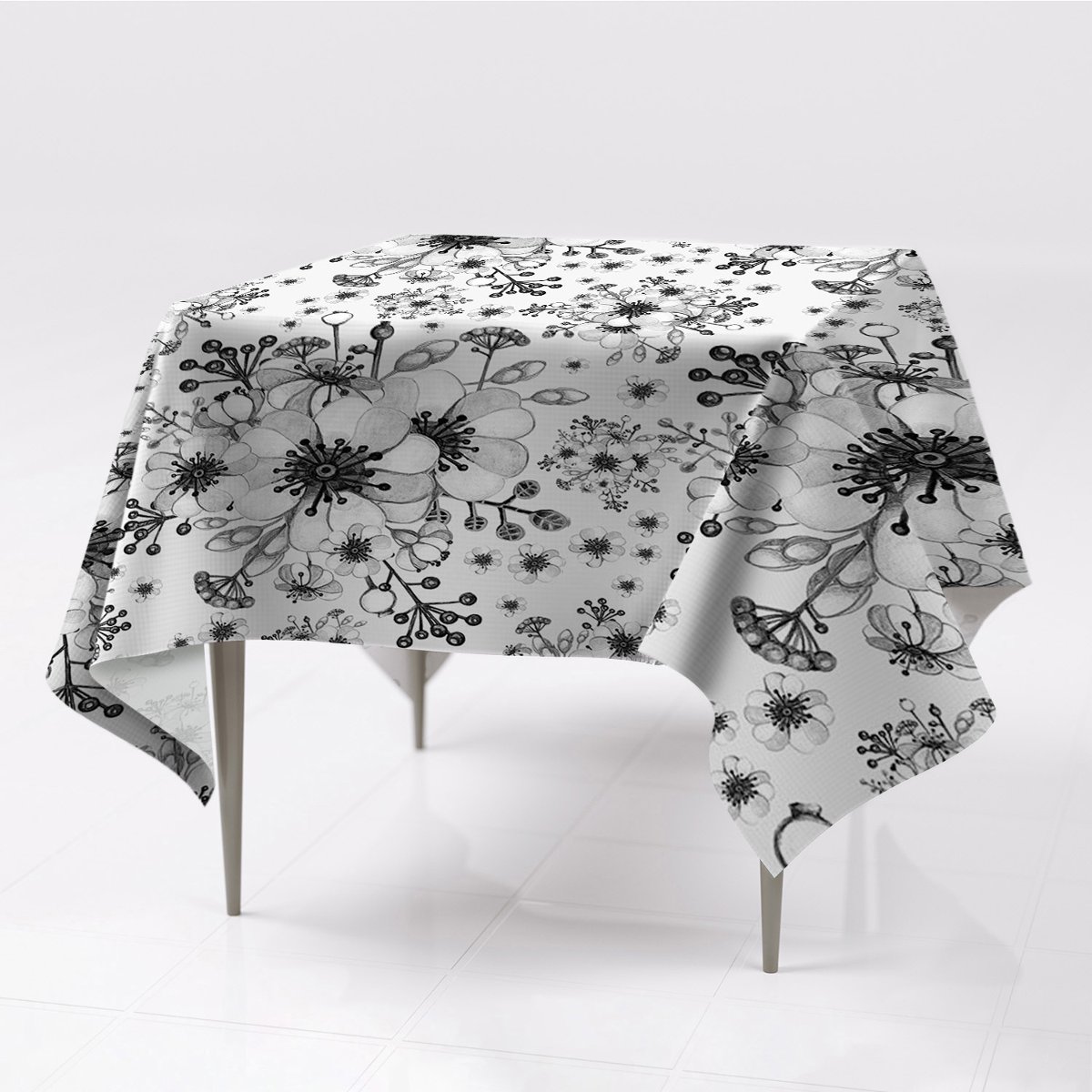 Nadruk kolorowy obrus gładki Czarno-biały wzór eco, Fabricsy, 150x150 cm