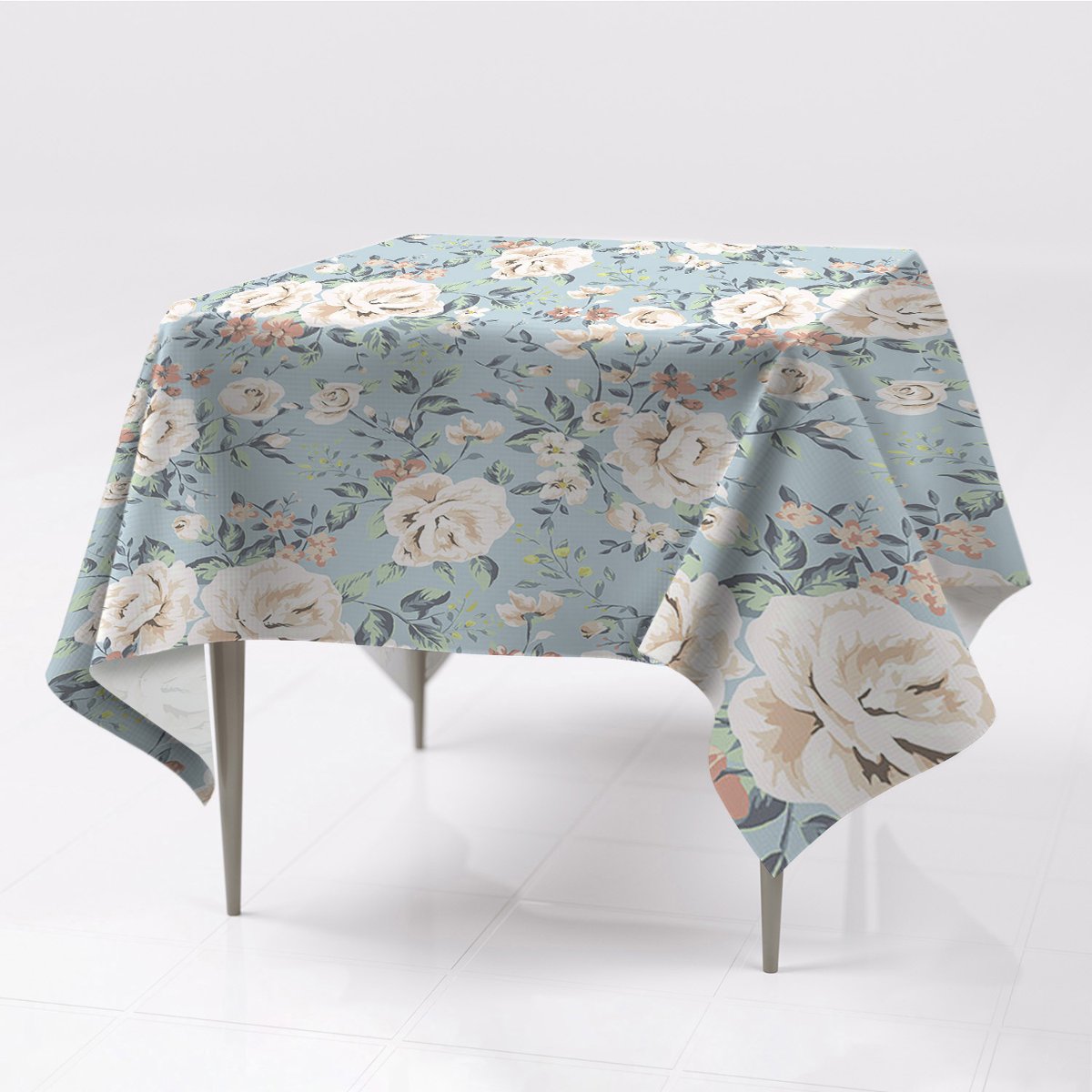 Kolorowy obrus na stół nadruk Kwiaty styl vintage, Fabricsy
