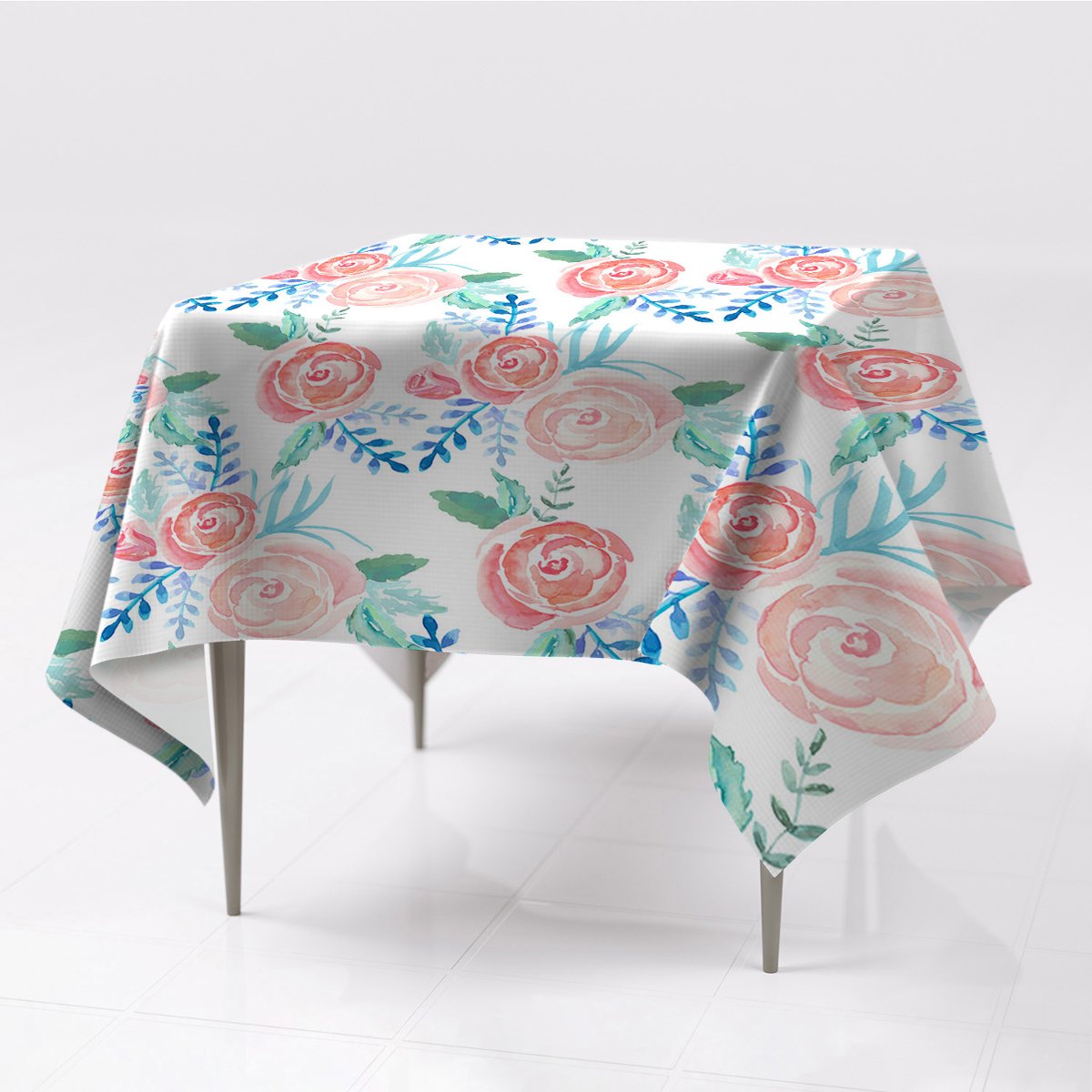 Nadruk kolorowe różne wzory obrus Jasne kwiaty eco, Fabricsy, 150x150 cm