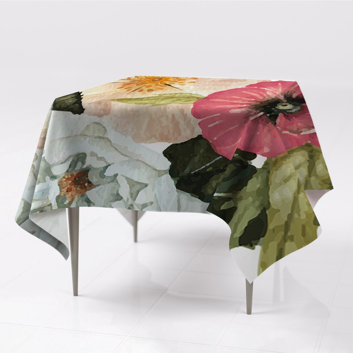Obrus na stół kolory ozdobny Polny bukiet 150x150, Fabricsy