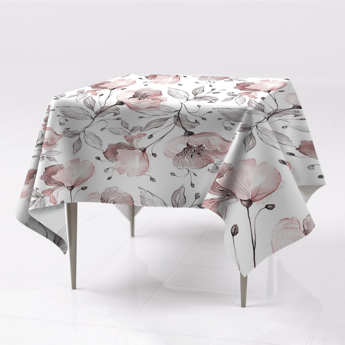 Prostokątny gładkie obrusy Pastelowe maki 150x150, Fabricsy