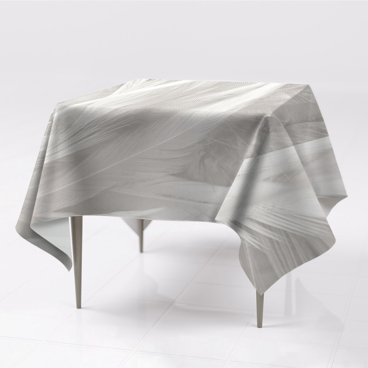 Obrus na stół kolory do kuchni Piękne białe pióra, Fabricsy, 150x150 cm