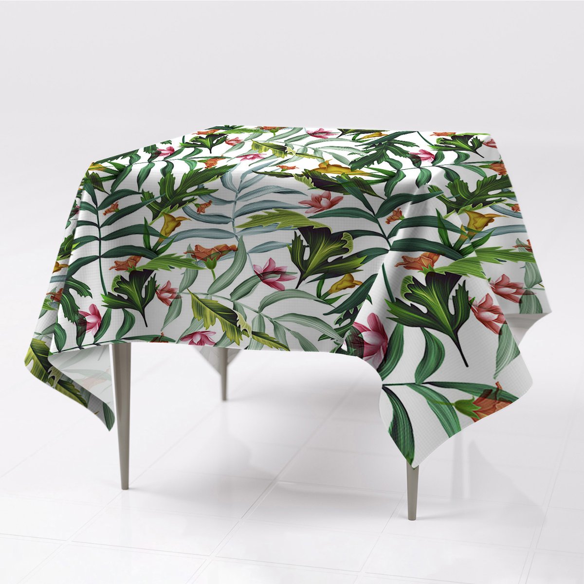 Nadruk gładkie obrusy Tropikalna flora 150x150 eko, Fabricsy, 150x150 cm