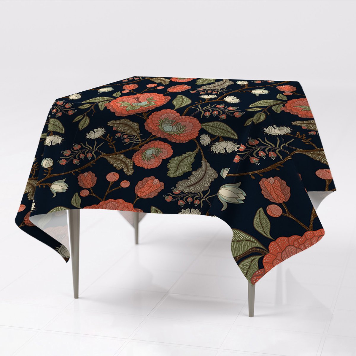 Do domu kolorowe gładkie obrusy Retro Kwiaty eco, Fabricsy, 150x150 cm