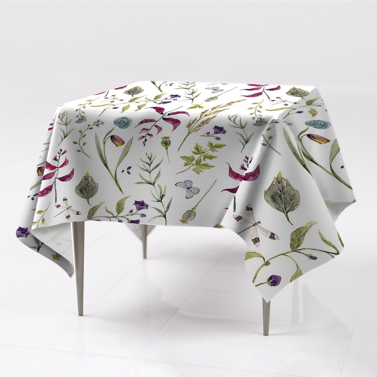 Różne obrusy na stół do domu Kwiat botaniczny eko, Fabricsy, 150x150 cm
