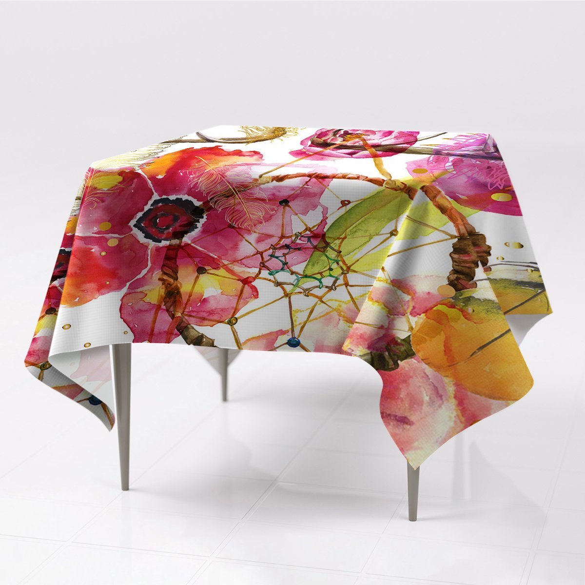 Nadruk różne obrusy kolory Indiańskie motywy wzór, Fabricsy, 150x150 cm