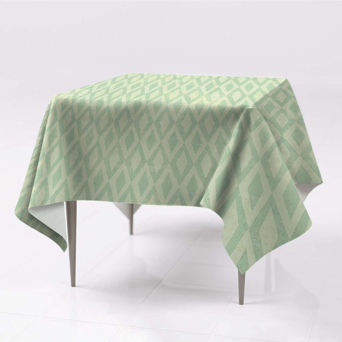 Do kuchni gładki obrus kolory Zielone romby wzór, Fabricsy, 150x150 cm