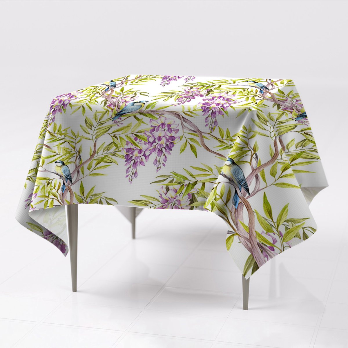 Do pokoju różne kolory obrus Ptaki na gałęzi wzór, Fabricsy, 150x150 cm