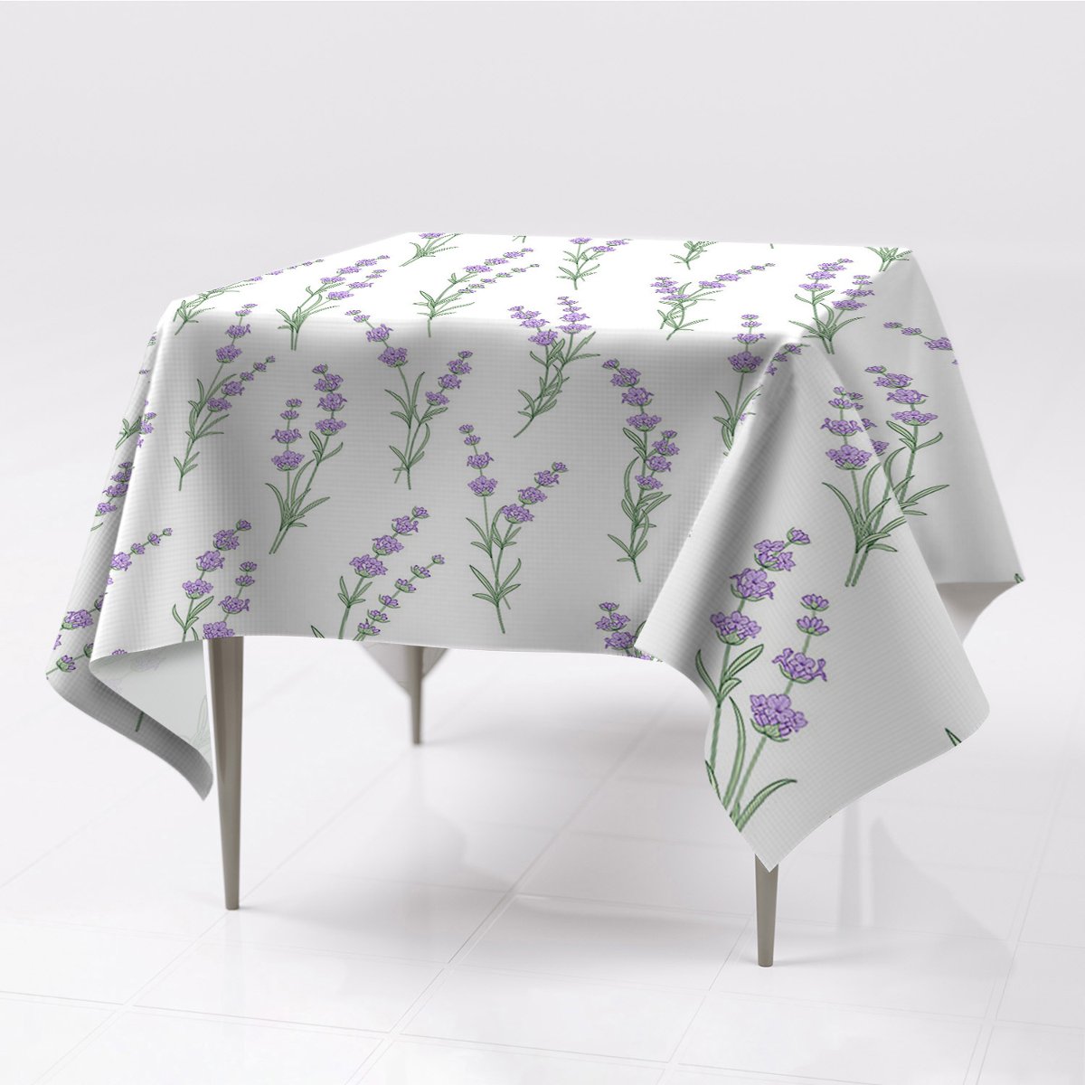 Do wnętrz gładkie obrusy Kwiaty lawendy ze wzorem, Fabricsy, 150x150 cm