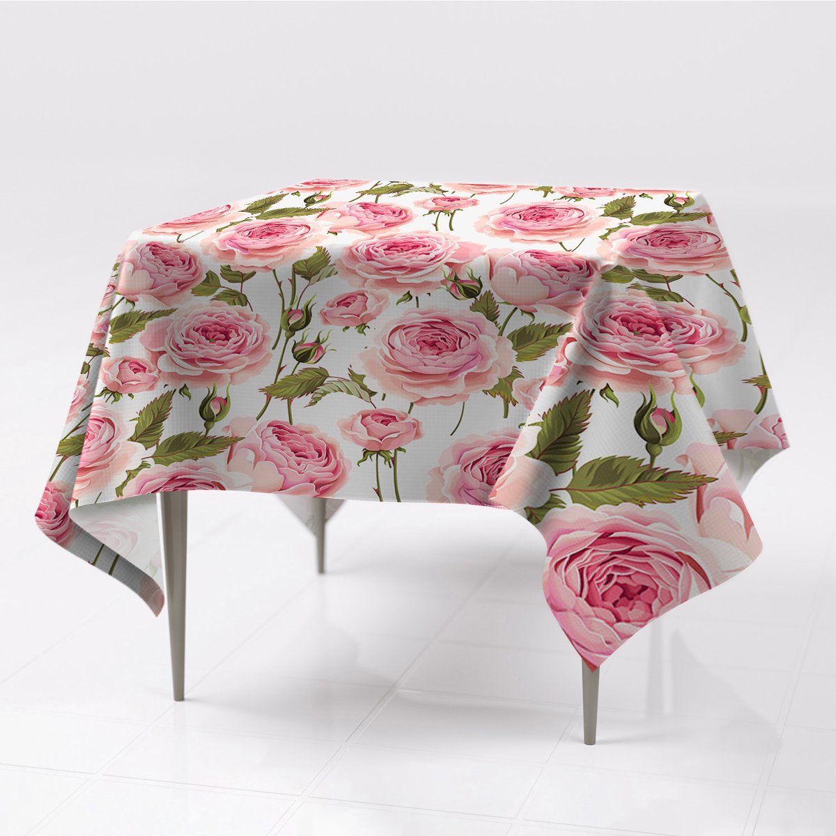 Ozdobny obrus na stół gładki Piękne róże 150x150, Fabricsy