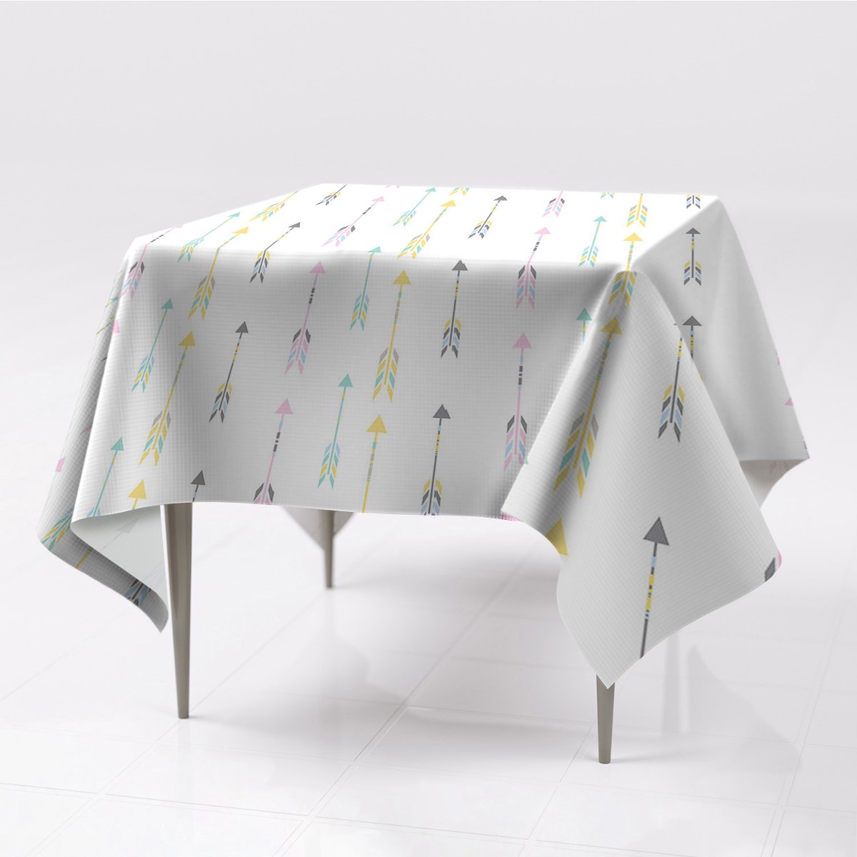 Grafika gładki obrus kolory Strzały do salonu eko, Fabricsy, 150x150 cm