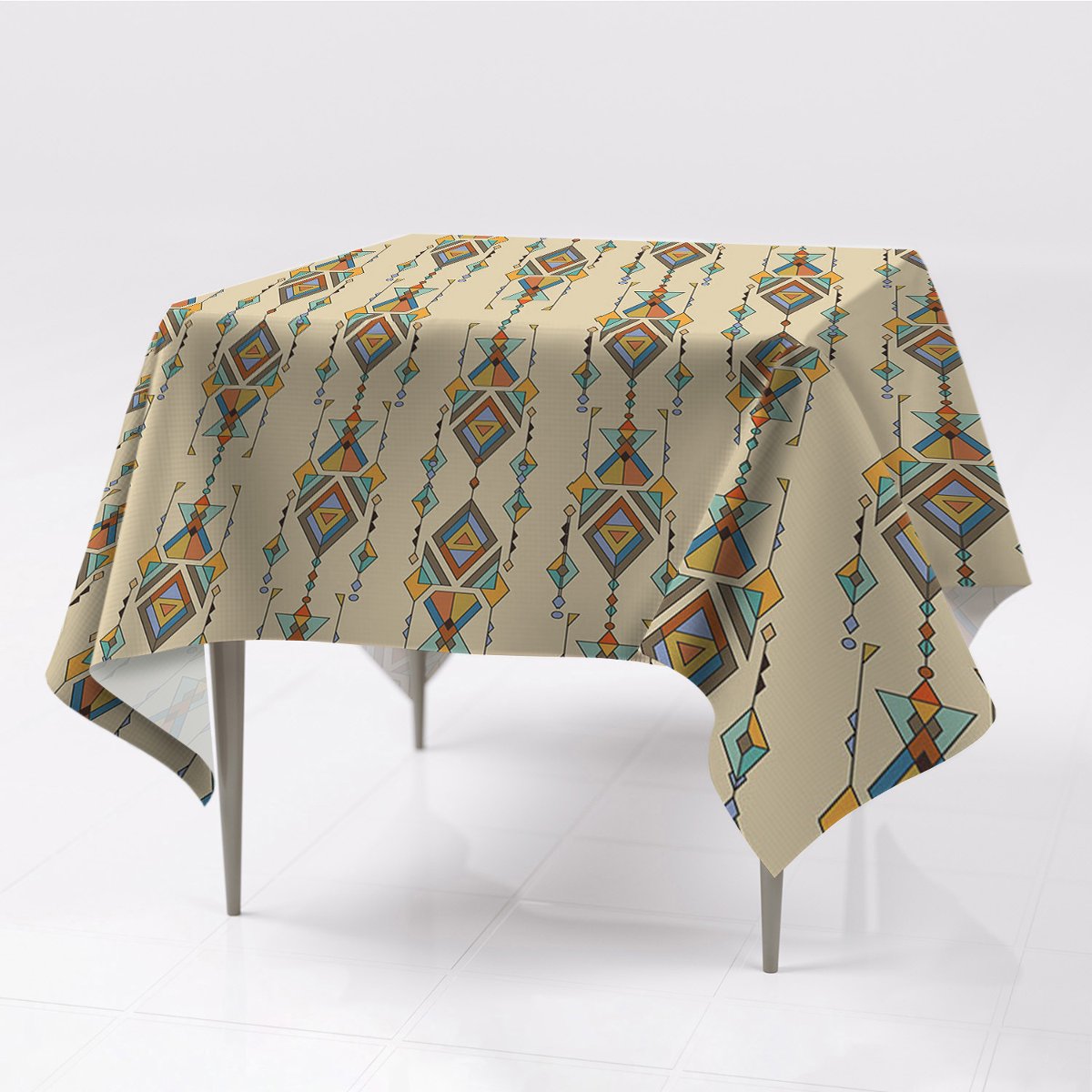 Grafika kolorowe obrusy gładkie Styl aztecki wzory, Fabricsy, 150x150 cm