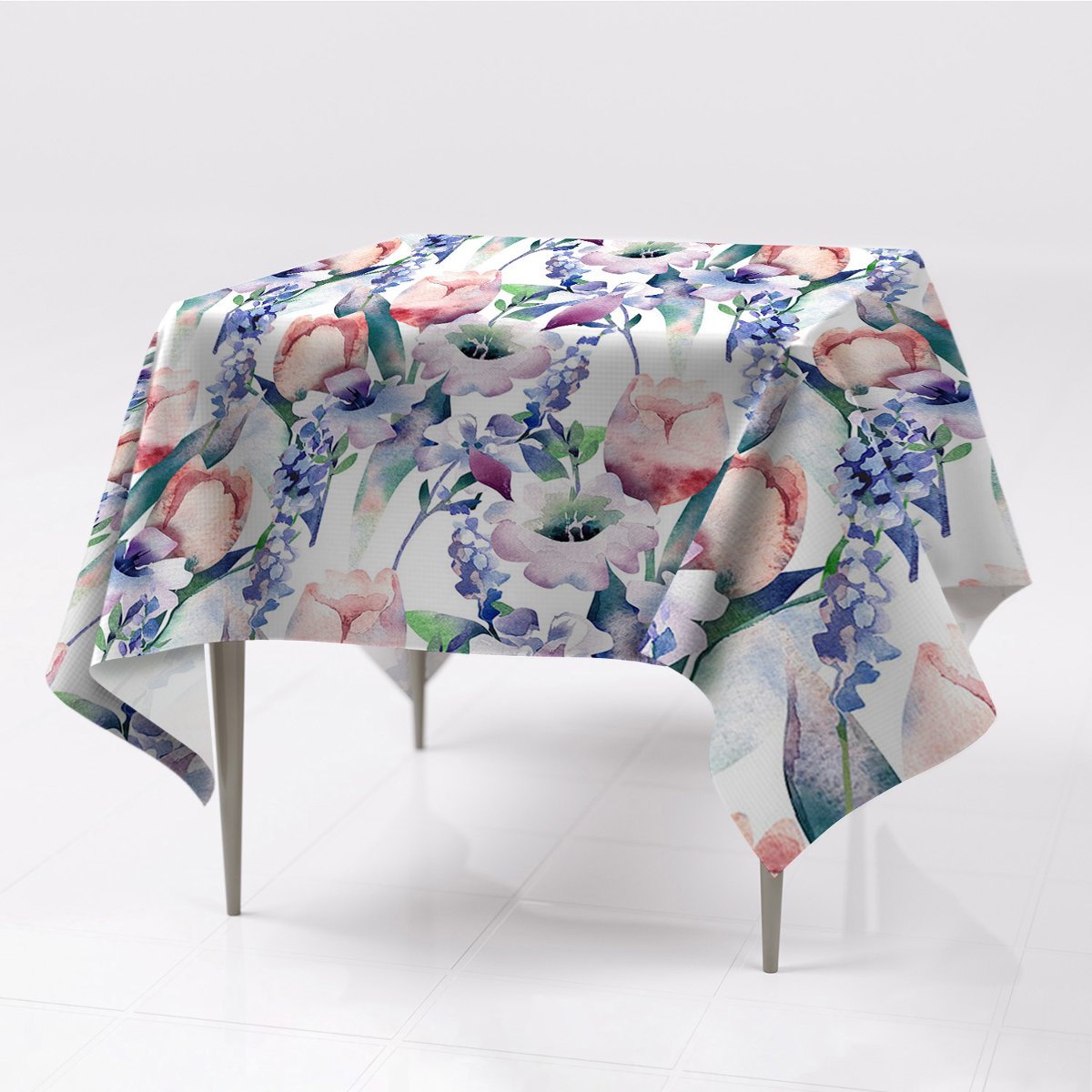 Do pokoju gładki obrus kolory Wiosenny bukiet eco, Fabricsy, 150x150 cm