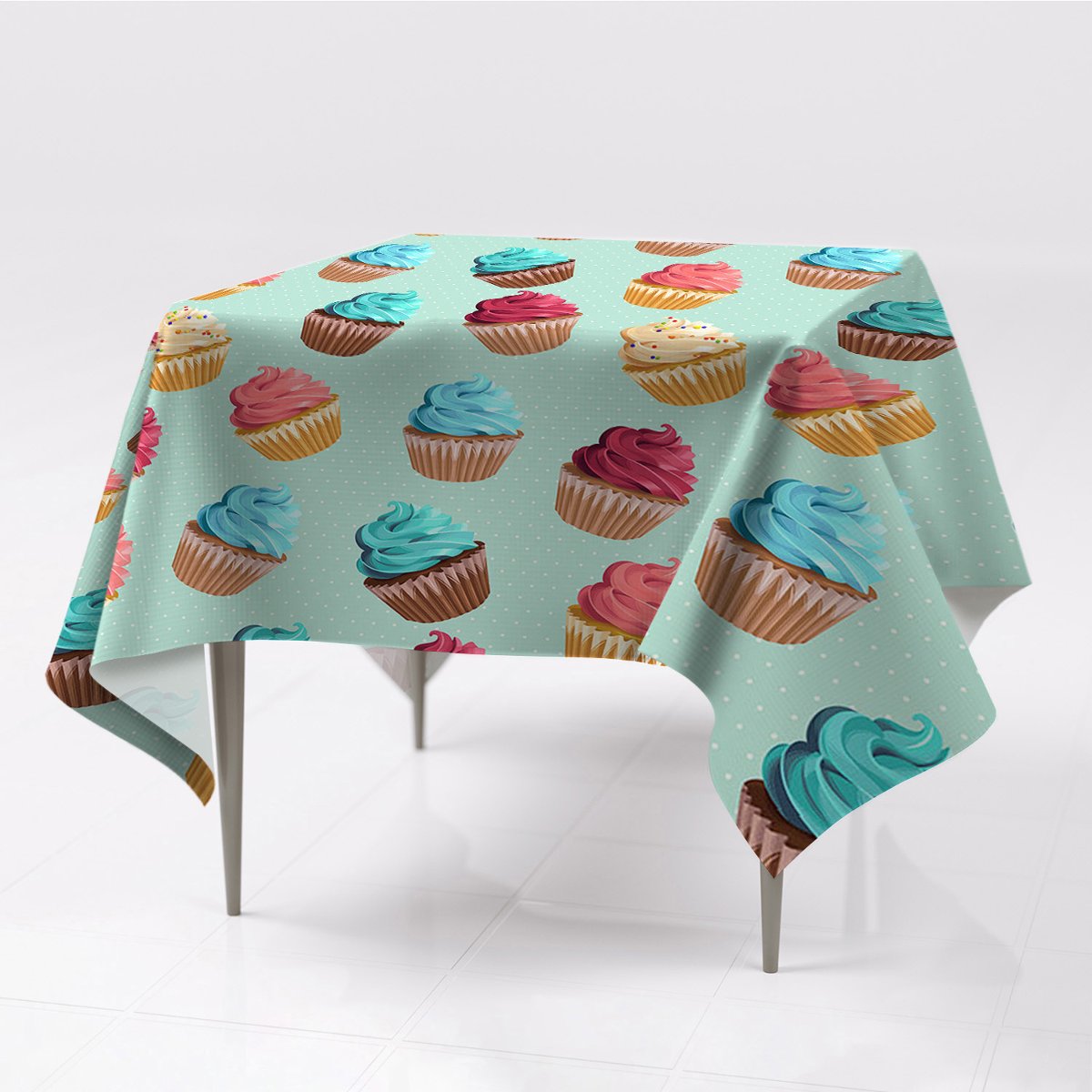 Nadruk kolorowy obrus gładki Babeczki muffinki eko, Fabricsy, 150x150 cm