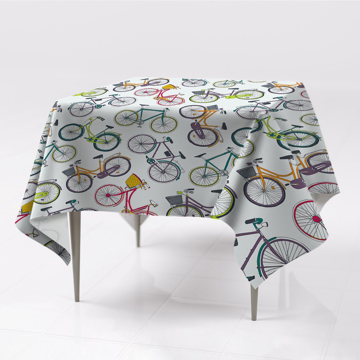 Nadruk kolorowe obrusy gładkie Rowery miejskie eco, Fabricsy, 150x150 cm