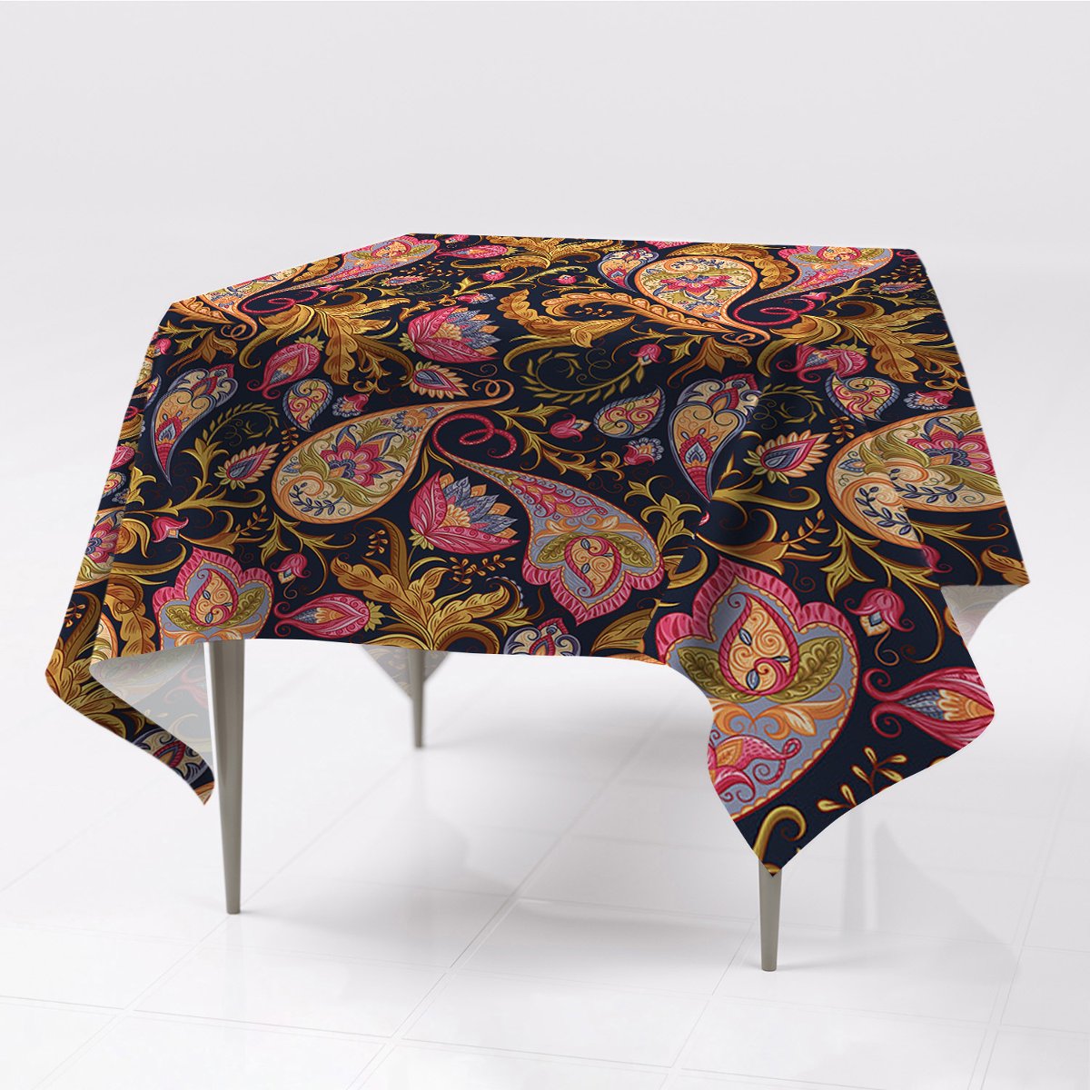 Prostokątny kolorowy obrus gładki Kolorowy Paisley, Fabricsy
