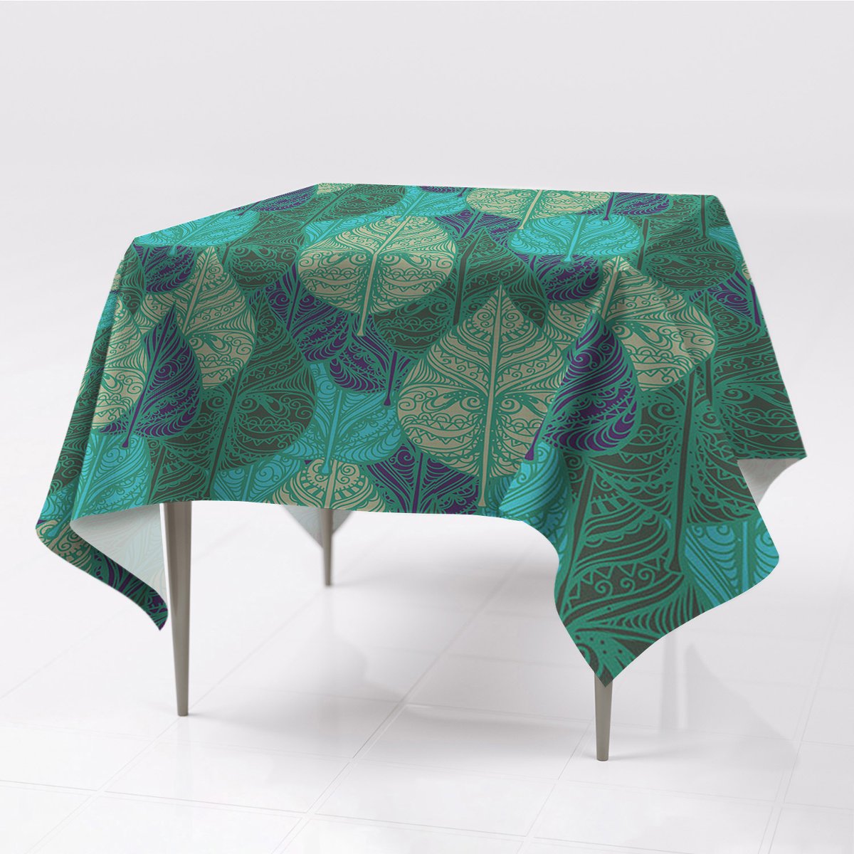 Ozdobny obrus na stół Liście tkanina do domu wzór, Fabricsy, 150x150 cm