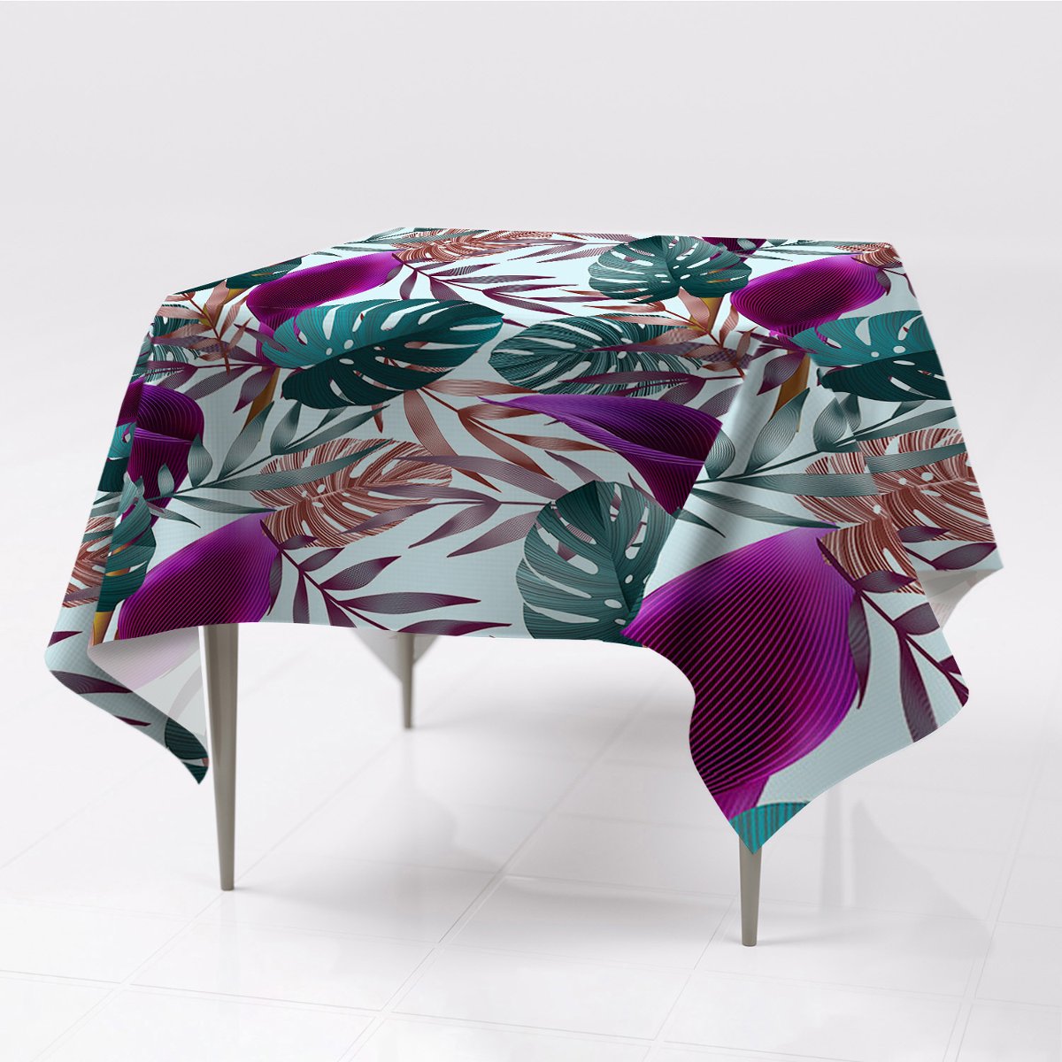 Delikatny obrus na stół Tropikalne liście 150x150, Fabricsy, 150x150 cm