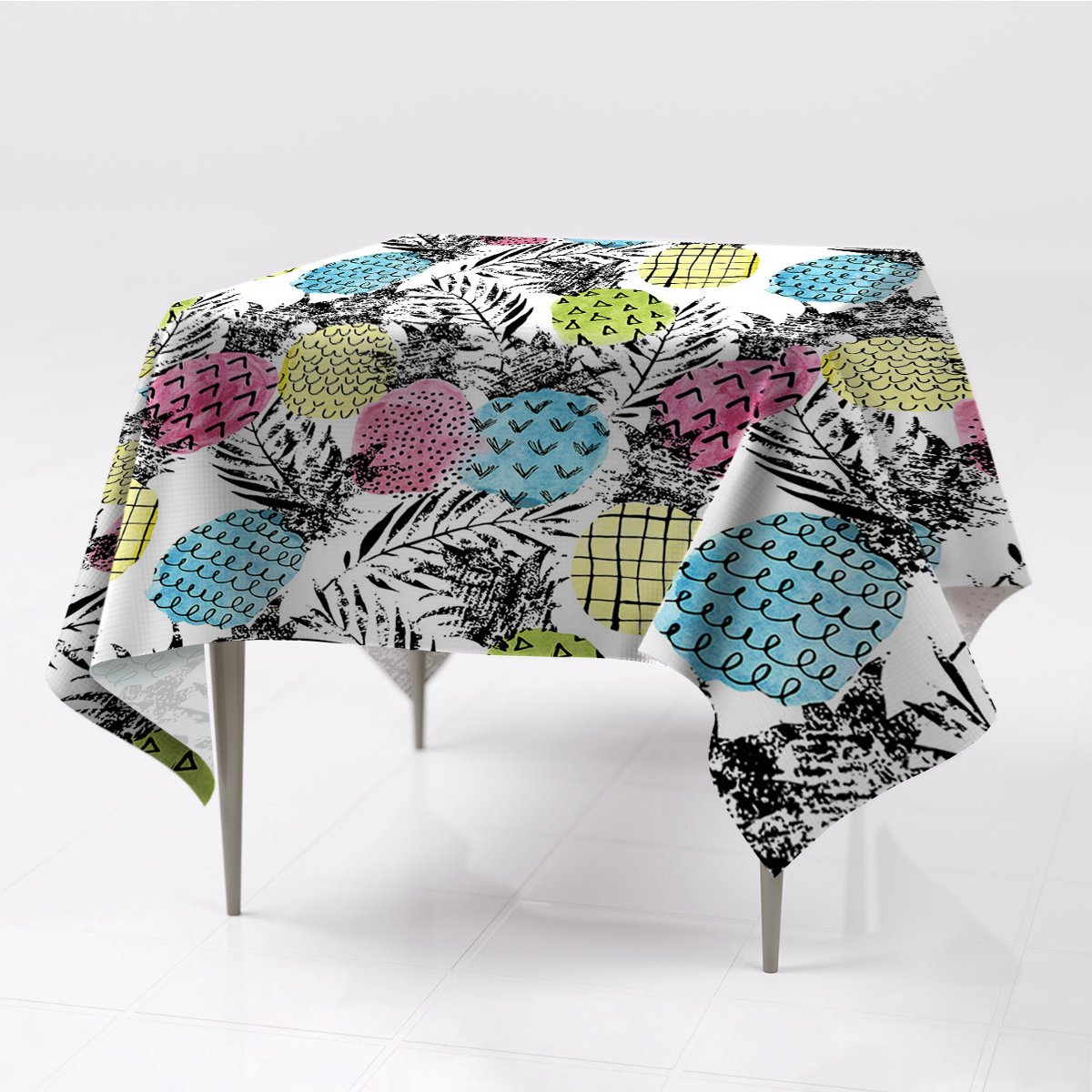 Delikatny obrusy na stół Kolorowe ananasy 150x150, Fabricsy