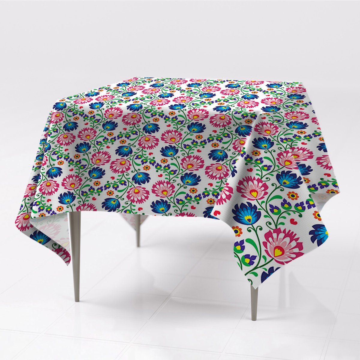 Nadruk kolorowe różne wzory obrus Polski folk eco, Fabricsy, 150x150 cm