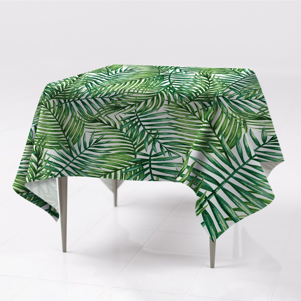 Delikatny kolorowy obrus na stół Egzotyczne liście, Fabricsy, 150x150 cm